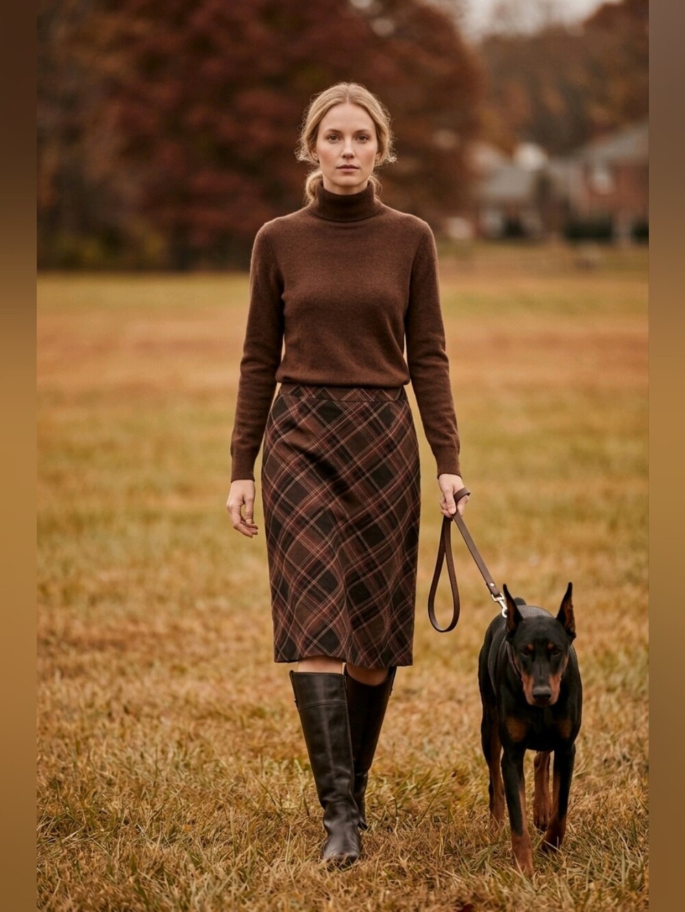 Classic Brown Plaid Maxi Skirt  Women's Fall Staple Size 2X